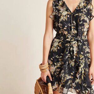 Paige Tia Silk Ruffle Peasant Summer Picnic Classy Elegant Tie Chic Hip Dress